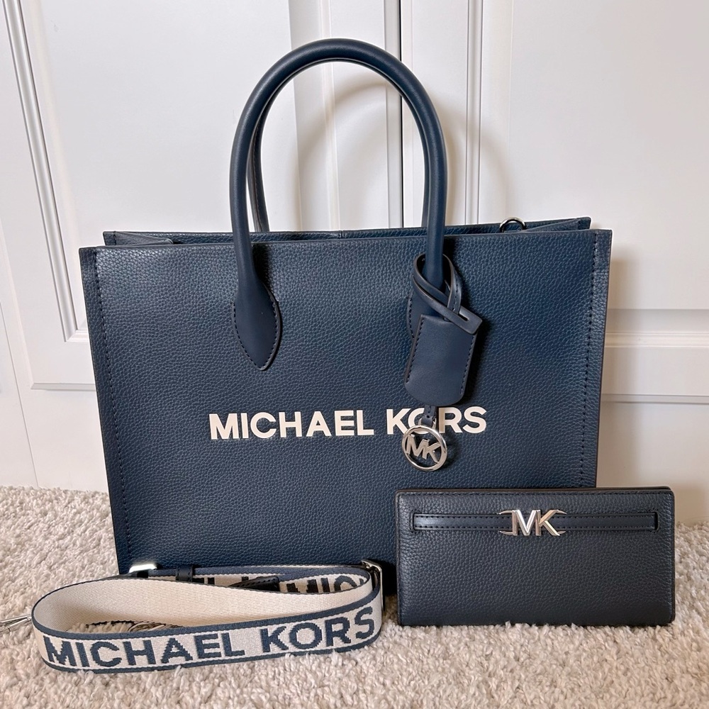Michael Kors Mirella Medium Tote with Matching Large Snap Wallet